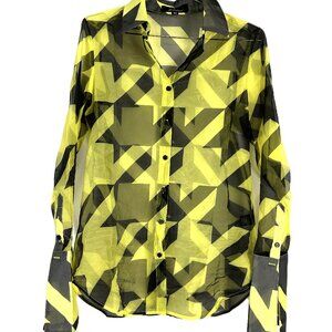 Pantora Latisha Houndstooth Sheer Button Up Shirt XS
